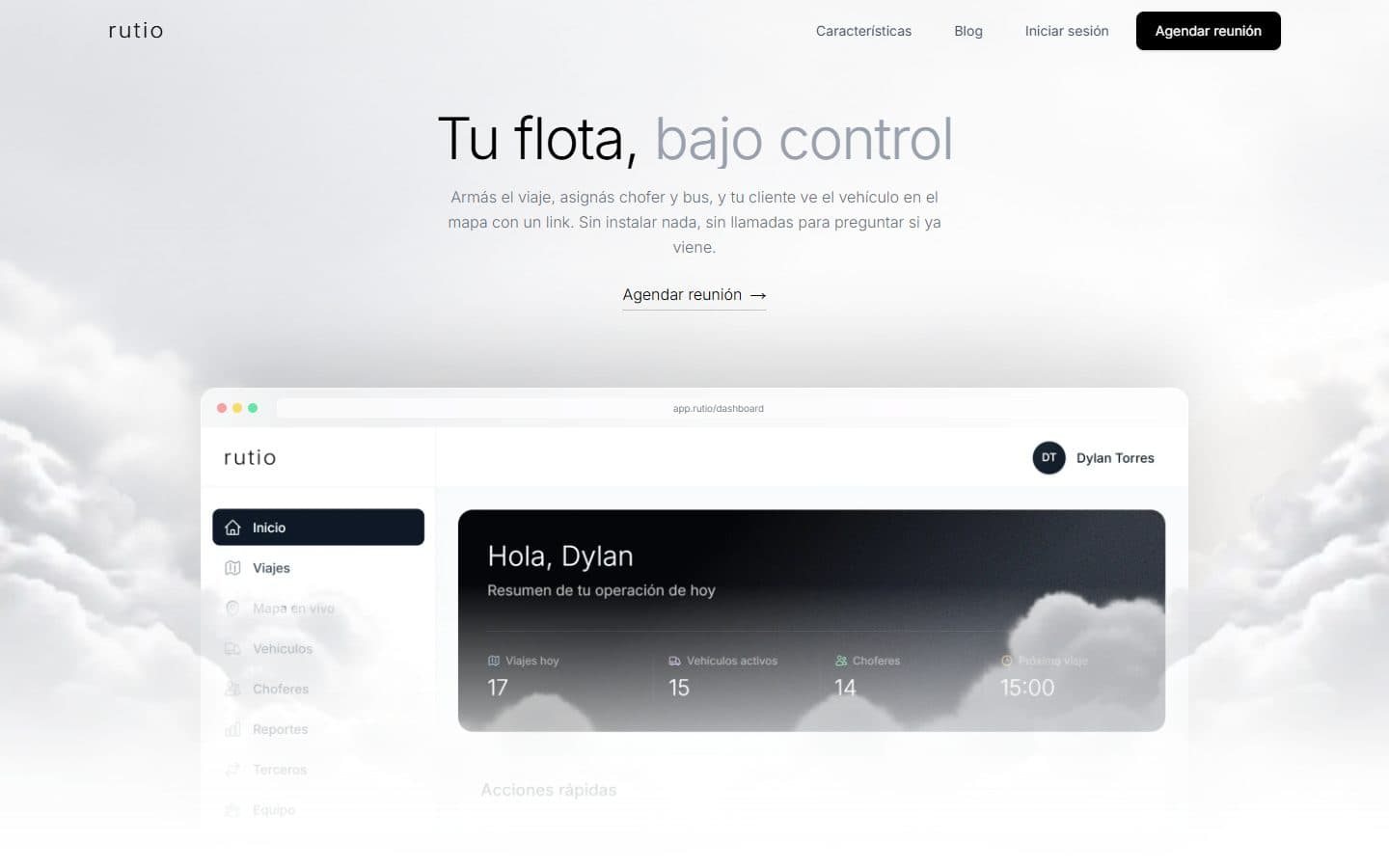 Home page of Rutio on desktop