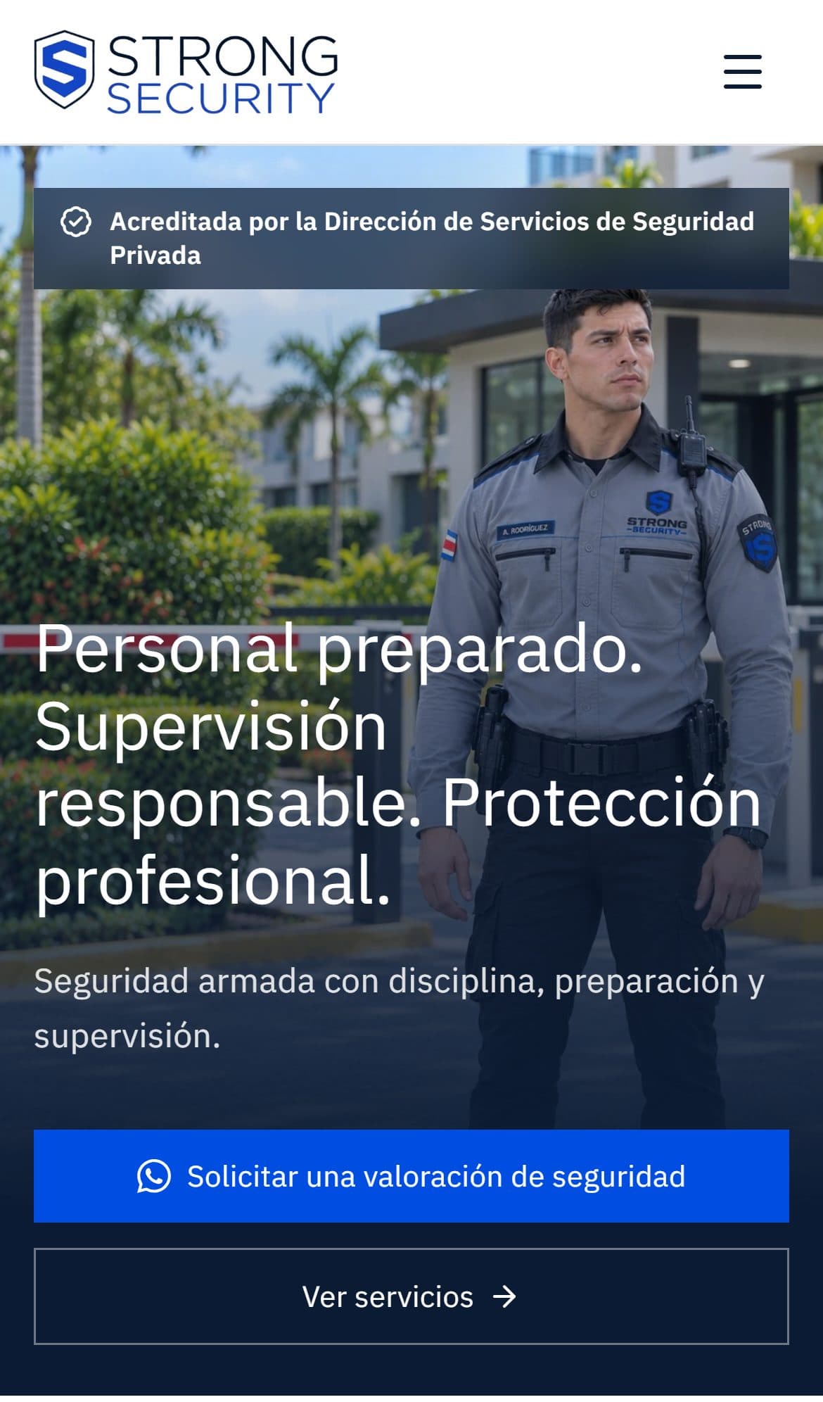 Home page of Strong Security on a phone